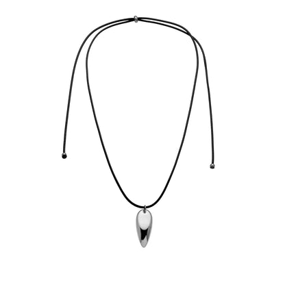Wholesale Teardrop Pendant Leather Necklace (Gold/Silver) | 90cm Adjustable Cord | 15x35mm Sculpted Drop | MOQ 12
