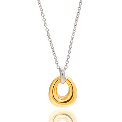 Wholesale Two-Tone Oval Pendant Necklace | 40+5cm Chain | 13.2x18mm Oval Pendant | Bulk Order MOQ 12