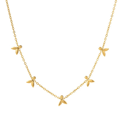 18K Gold Mini Fishtail Charm Necklace | 40+5cm Adjustable Chain | 5.2×6mm Fishtail Accents | Wholesale (MOQ 12)