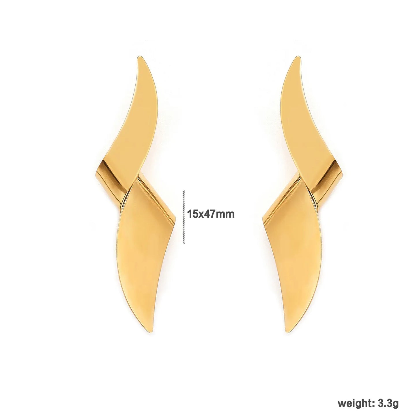 Wholesale Two-Tone Twisted Blade Earrings (Gold/Silver) | 15x47mm Modern Sculptural Style | MOQ 12