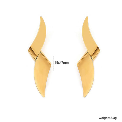 Wholesale Two-Tone Twisted Blade Earrings (Gold/Silver) | 15x47mm Modern Sculptural Style | MOQ 12