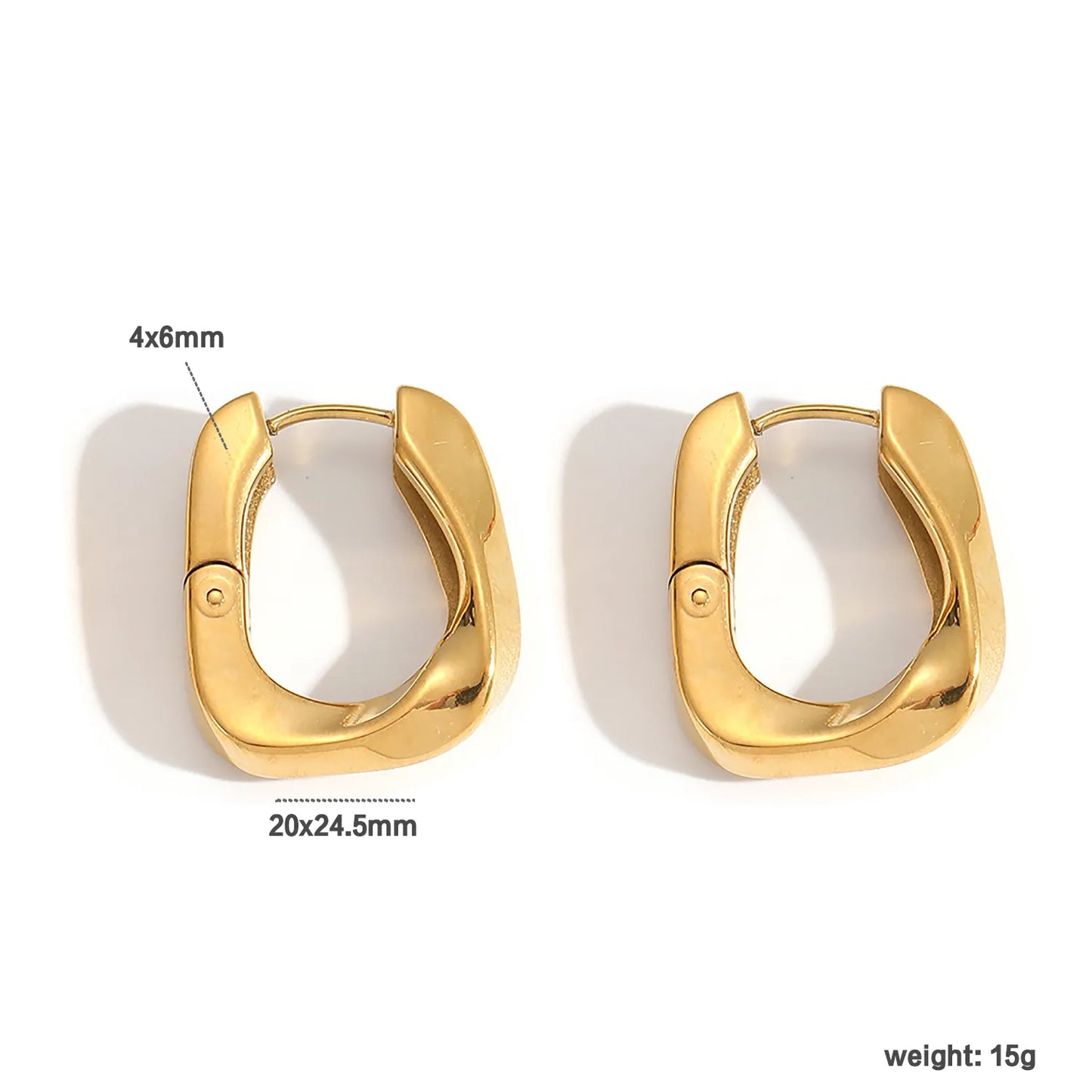 Wholesale Sculpted Square Hoop Earrings (Gold/Silver) | 20x24.5mm Statement Size | 4x6mm Chunky Profile | MOQ 12