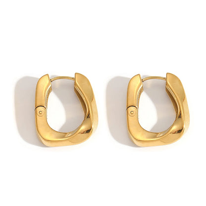 Wholesale Sculpted Square Hoop Earrings (Gold/Silver) | 20x24.5mm Statement Size | 4x6mm Chunky Profile | MOQ 12