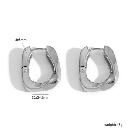 Wholesale Sculpted Square Hoop Earrings (Gold/Silver) | 20x24.5mm Statement Size | 4x6mm Chunky Profile | MOQ 12