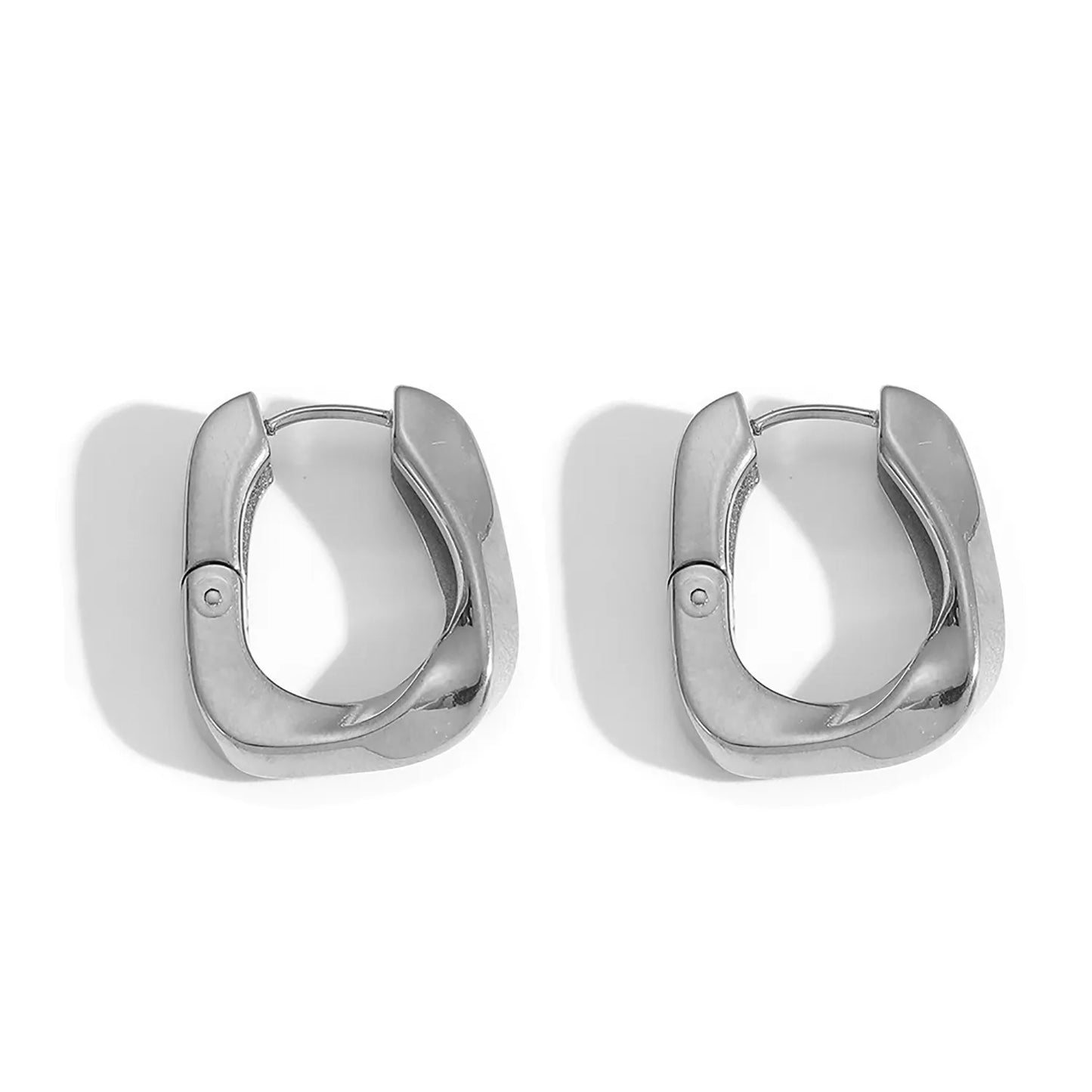 Wholesale Sculpted Square Hoop Earrings (Gold/Silver) | 20x24.5mm Statement Size | 4x6mm Chunky Profile | MOQ 12