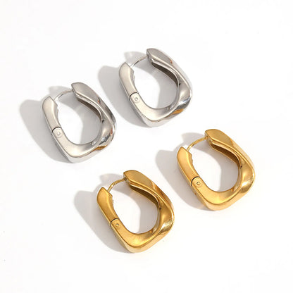 Wholesale Sculpted Square Hoop Earrings (Gold/Silver) | 20x24.5mm Statement Size | 4x6mm Chunky Profile | MOQ 12