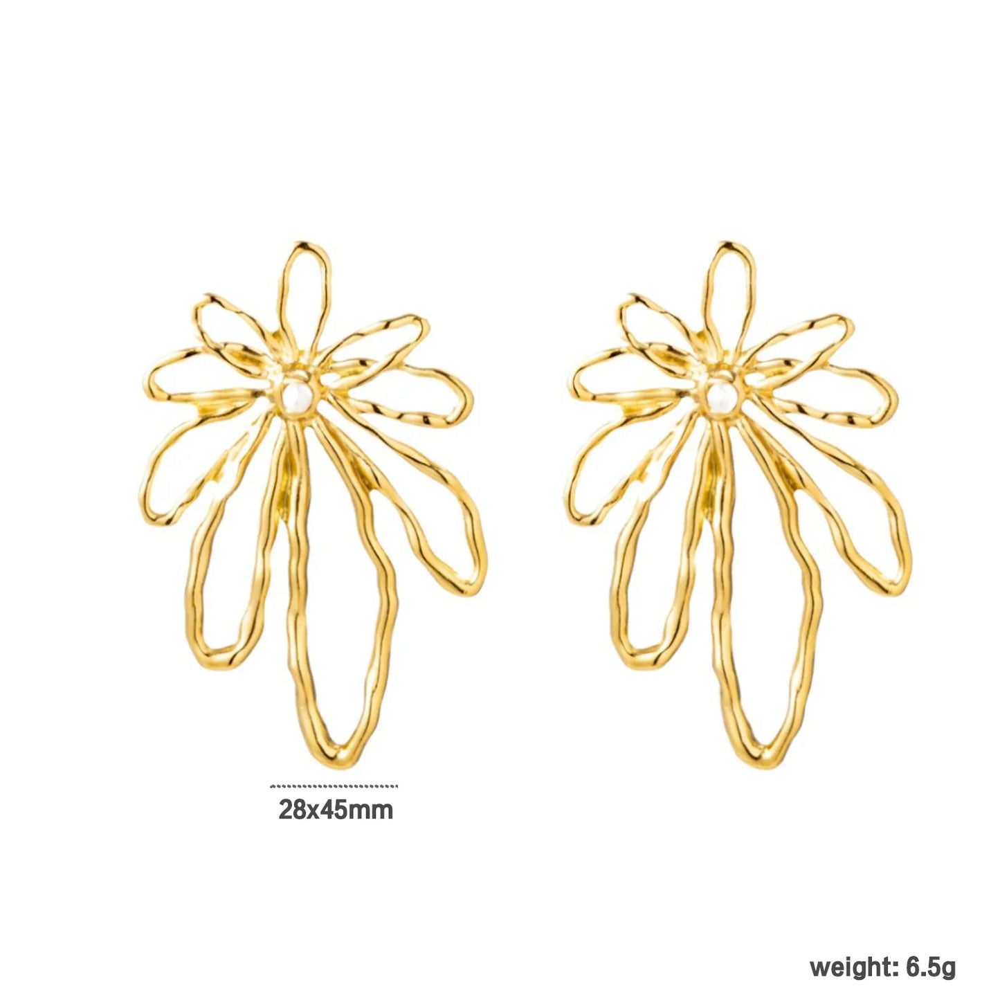 18K Gold Organic Floral & Spiral Drop Earrings (2-Pattern Option) | Pearl & Textured Accents | Wholesale Bulk (MOQ 12)