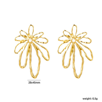 18K Gold Organic Floral & Spiral Drop Earrings (2-Pattern Option) | Pearl & Textured Accents | Wholesale Bulk (MOQ 12)
