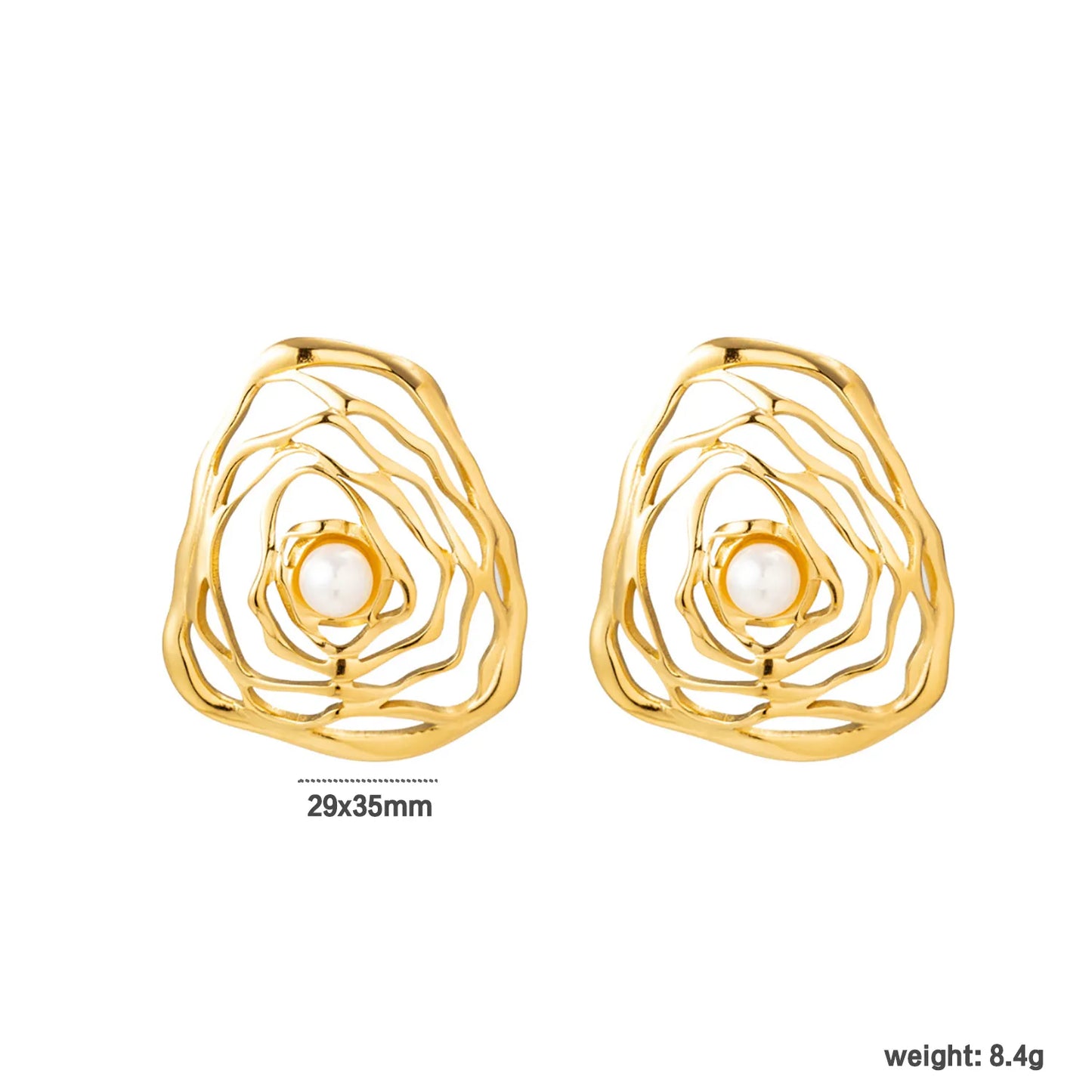 18K Gold Organic Floral & Spiral Drop Earrings (2-Pattern Option) | Pearl & Textured Accents | Wholesale Bulk (MOQ 12)