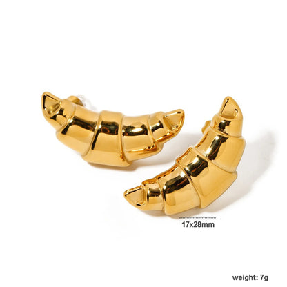 Wholesale Playful 3D Croissant Studs Earrings (Gold/Silver) | 18K Plated Pastry-Shape Earrings | MOQ 12