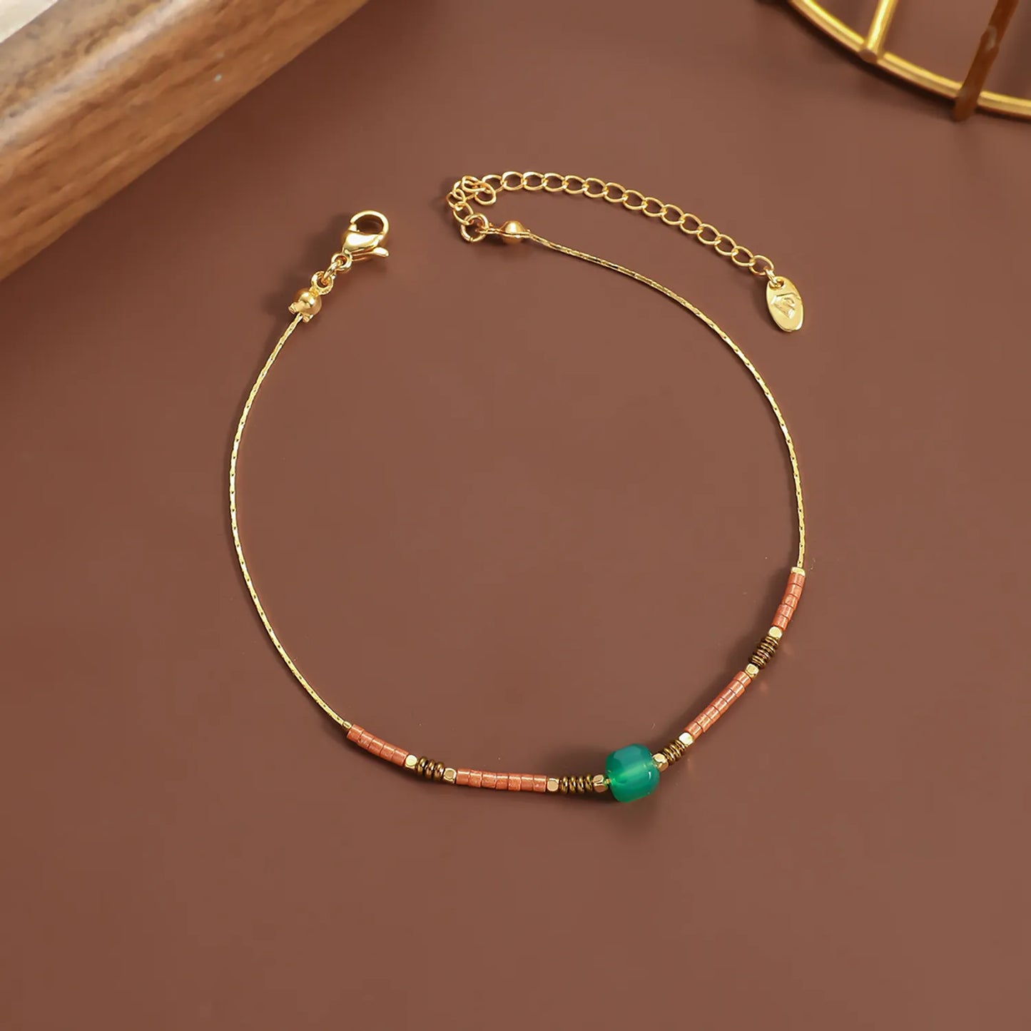 18K Gold-Plated Beaded Anklet  (4 Color Options) | Adjustable 20+5cm | Wholesale Bulk Order (MOQ 12)