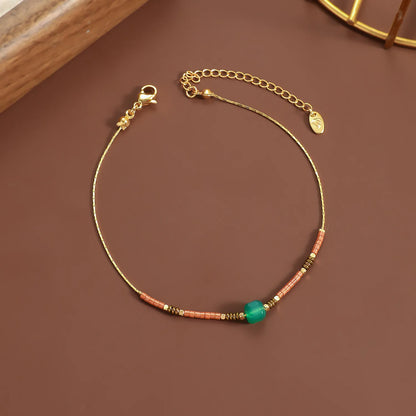 18K Gold-Plated Beaded Anklet  (4 Color Options) | Adjustable 20+5cm | Wholesale Bulk Order (MOQ 12)