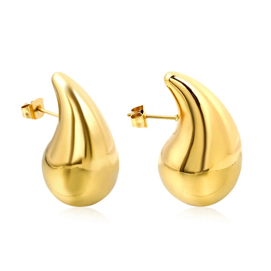 Wholesale 3 Sizes Teardrop Stud Earrings (Gold/Silver Plated) | Bulk Order MOQ 12 | Metallic Polished Design