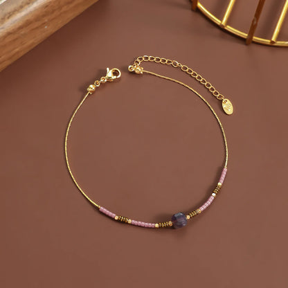18K Gold-Plated Beaded Anklet  (4 Color Options) | Adjustable 20+5cm | Wholesale Bulk Order (MOQ 12)