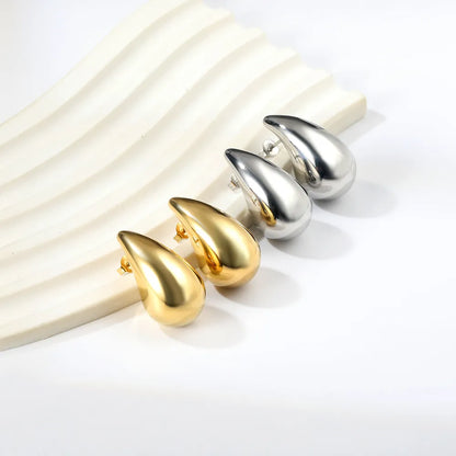 Wholesale 3 Sizes Teardrop Stud Earrings (Gold/Silver Plated) | Bulk Order MOQ 12 | Metallic Polished Design