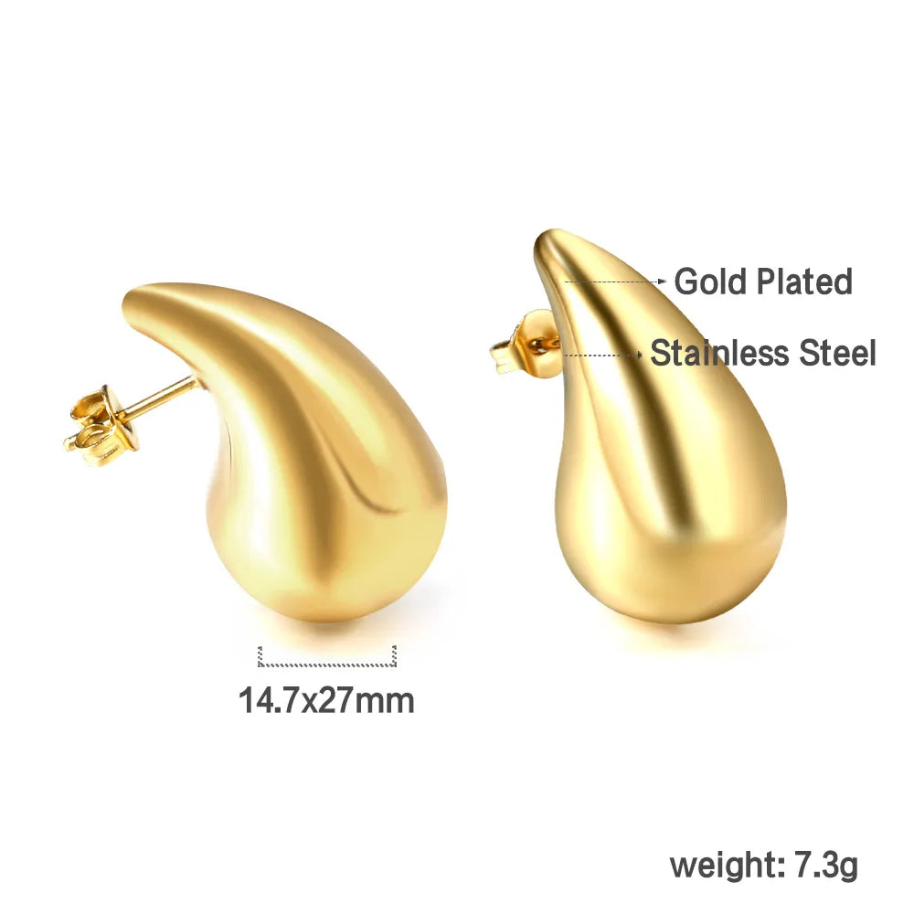 Wholesale 3 Sizes Teardrop Stud Earrings (Gold/Silver Plated) | Bulk Order MOQ 12 | Metallic Polished Design