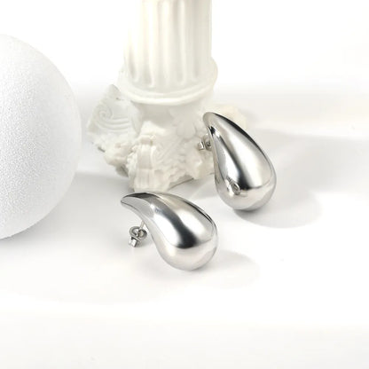 Wholesale 3 Sizes Teardrop Stud Earrings (Gold/Silver Plated) | Bulk Order MOQ 12 | Metallic Polished Design