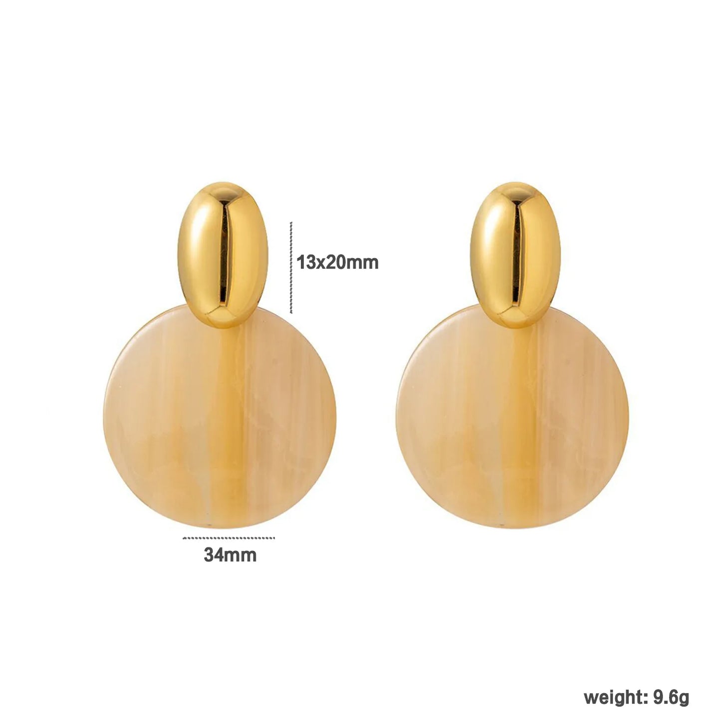 Pastel & Neutral Striped Resin Drop Earrings (6 Color Collection) | 18K Gold Accent | 34mm Statement Design | Wholesale Bulk (MOQ 12)