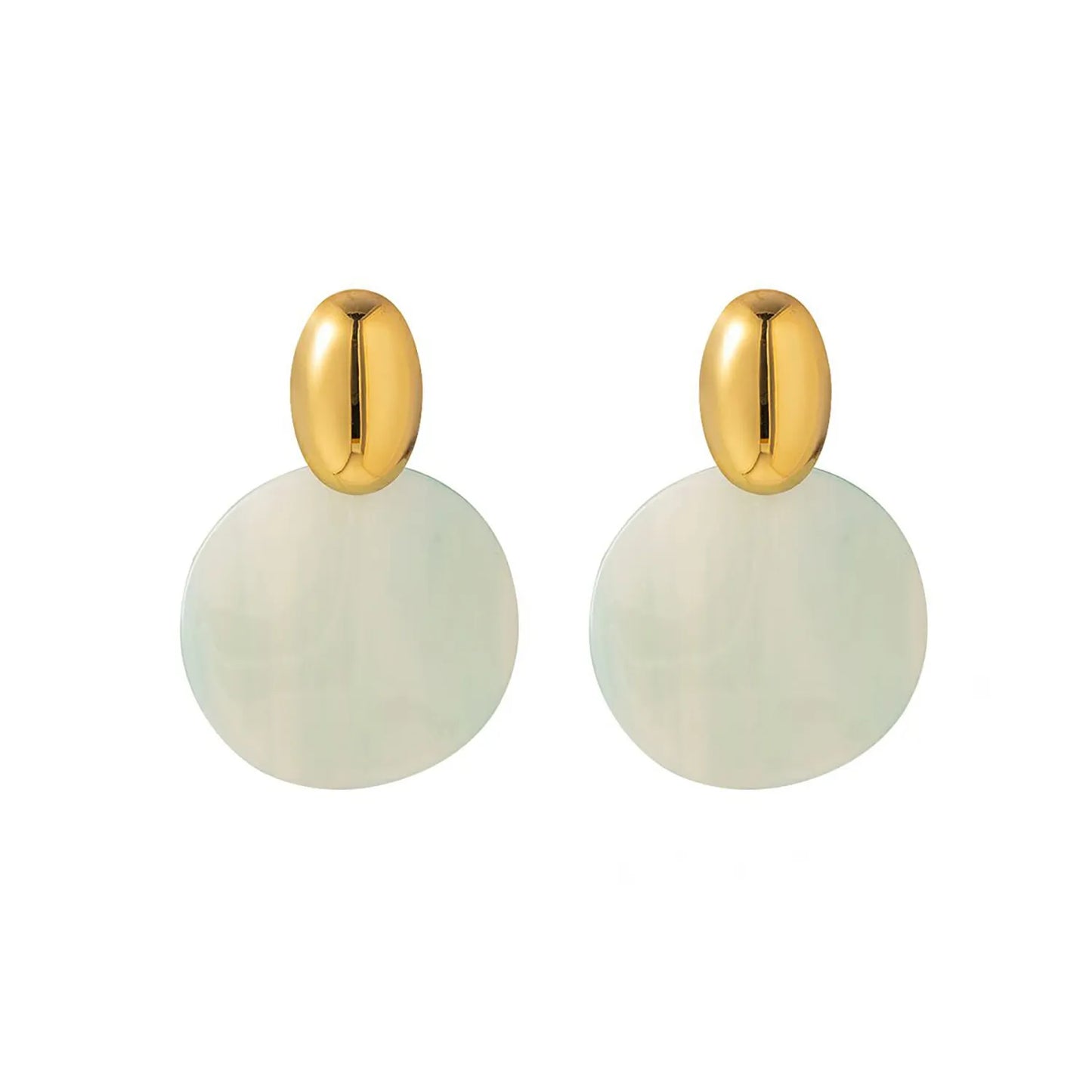 Pastel & Neutral Striped Resin Drop Earrings (6 Color Collection) | 18K Gold Accent | 34mm Statement Design | Wholesale Bulk (MOQ 12)