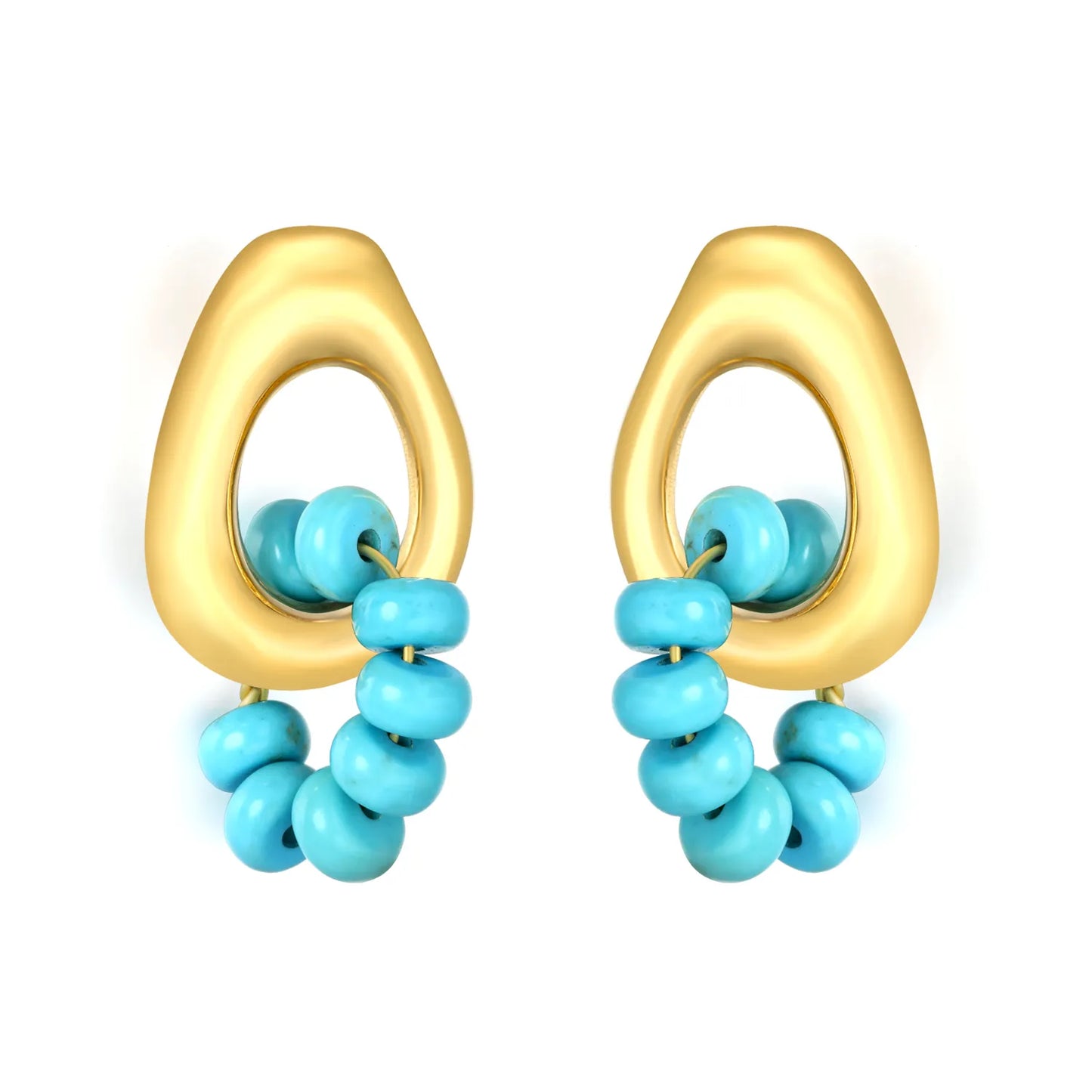 18K Gold Organic Hoop Earrings Collection (3 Styles: Solid + Beaded Accents) | 12x17mm Statement Design | Wholesale Bulk (MOQ 12)