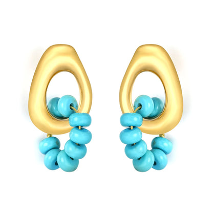 18K Gold Organic Hoop Earrings Collection (3 Styles: Solid + Beaded Accents) | 12x17mm Statement Design | Wholesale Bulk (MOQ 12)