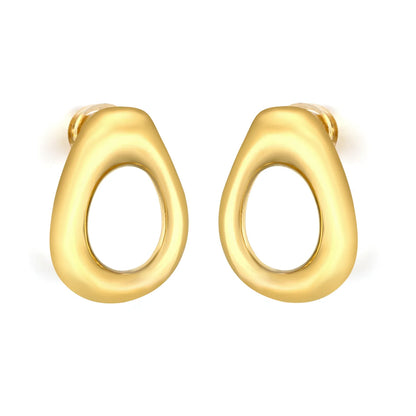 18K Gold Organic Hoop Earrings Collection (3 Styles: Solid + Beaded Accents) | 12x17mm Statement Design | Wholesale Bulk (MOQ 12)