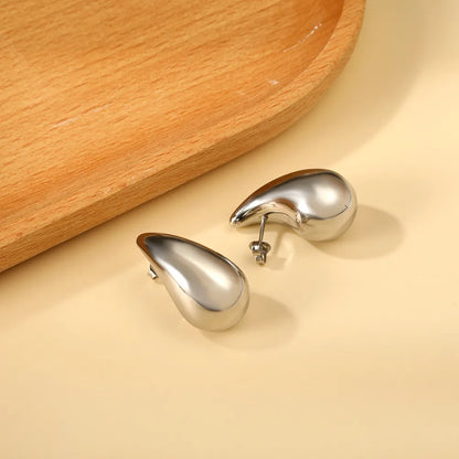 Wholesale 3 Sizes Teardrop Stud Earrings (Gold/Silver Plated) | Bulk Order MOQ 12 | Metallic Polished Design