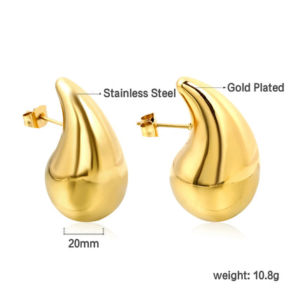 Wholesale 3 Sizes Teardrop Stud Earrings (Gold/Silver Plated) | Bulk Order MOQ 12 | Metallic Polished Design