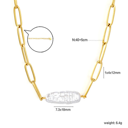 Baroque Irregular Freshwater Pearl Paperclip Chain Necklace | Adjustable 40+5cm | Wholesale MOQ 12