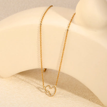 Open Outline Gourd (Calabash) Full Pave CZ Pendant Necklace | Adjustable Legnth 40+5cm | Wholesale MOQ 12