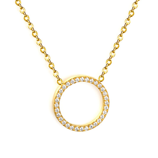 Full Pave CZ Open Circle Ring Pendant Necklace | Adjustable 40+5cm |  Wholesale MOQ 12