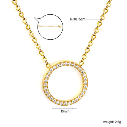 Full Pave CZ Open Circle Ring Pendant Necklace | Adjustable 40+5cm |  Wholesale MOQ 12