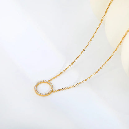 Full Pave CZ Open Circle Ring Pendant Necklace | Adjustable 40+5cm |  Wholesale MOQ 12