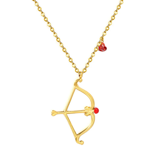 Cupid’s Bow & Arrow Red Heart CZ Pendant Necklace | Adjustable 40+5cm | Wholesale MOQ 12