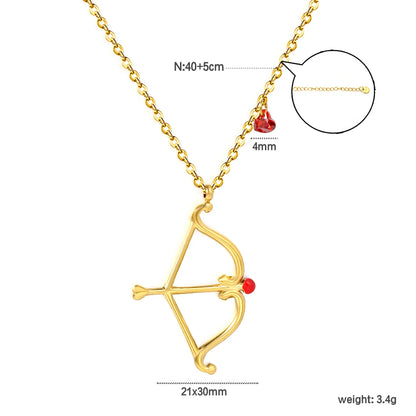 Cupid’s Bow & Arrow Red Heart CZ Pendant Necklace | Adjustable 40+5cm | Wholesale MOQ 12