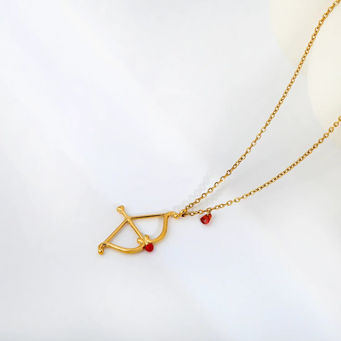 Cupid’s Bow & Arrow Red Heart CZ Pendant Necklace | Adjustable 40+5cm | Wholesale MOQ 12