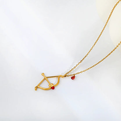 Cupid’s Bow & Arrow Red Heart CZ Pendant Necklace | Adjustable 40+5cm | Wholesale MOQ 12