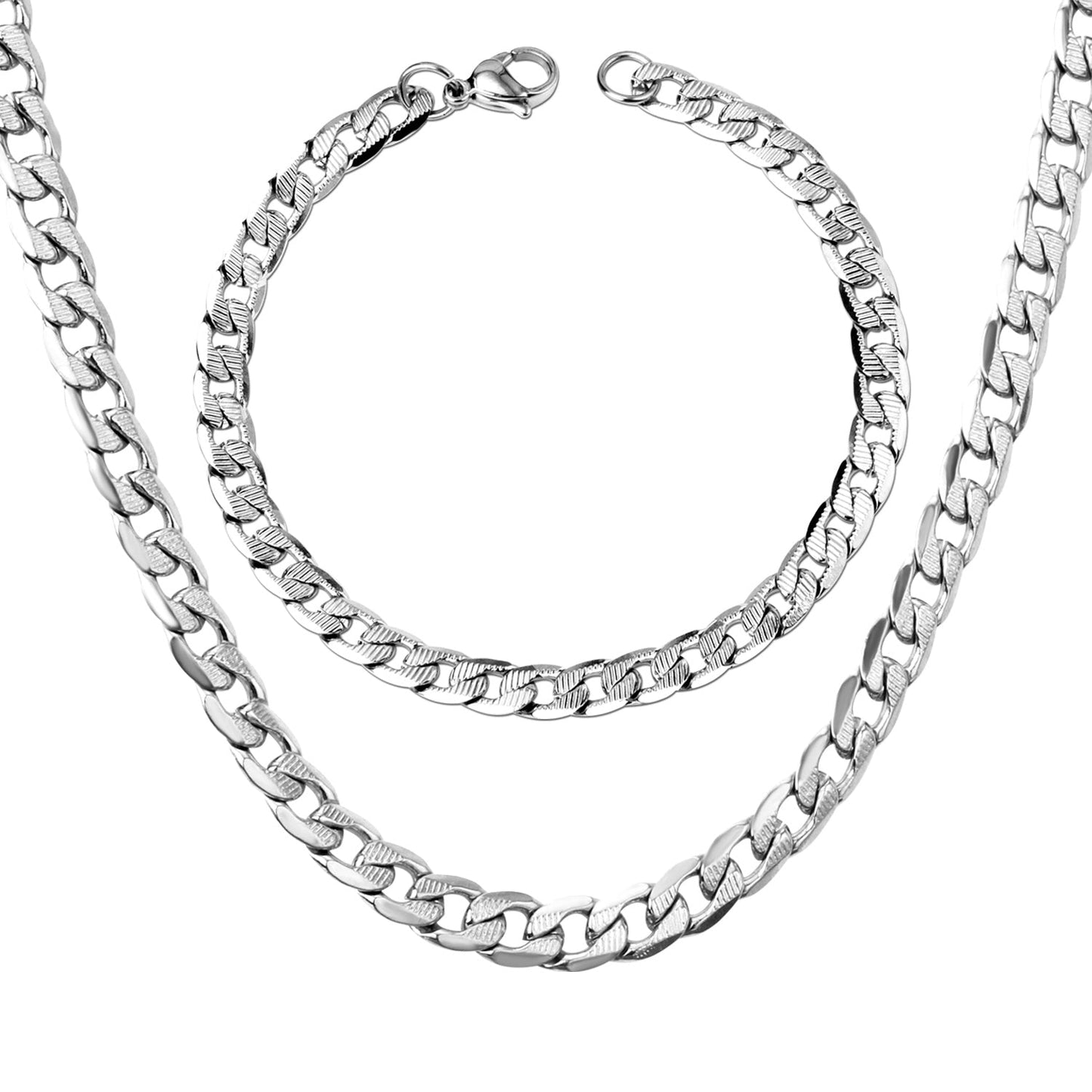 50CM & 55CM & 60CM Steel/Gold/Mixed Color Chain Set + 6MM Bracelet