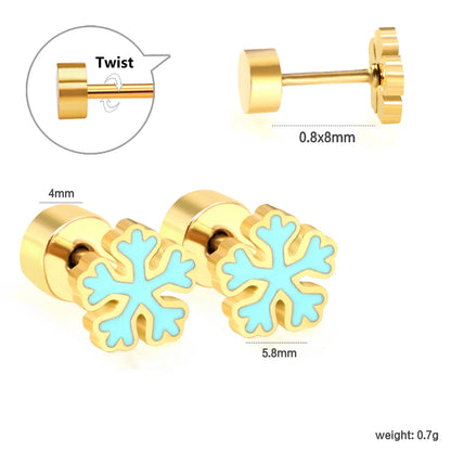 🎅 Wholesale Christmas Spiral Earrings | Santa/Tree/Snowflake Designs | Gold Plated Stainless Steel Hoops | Holiday Party Jewelry