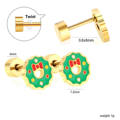 🎅 Wholesale Christmas Spiral Earrings | Santa/Tree/Snowflake Designs | Gold Plated Stainless Steel Hoops | Holiday Party Jewelry