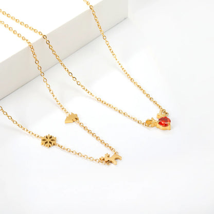 🎁 Wholesale Christmas Charm Necklace | Santa/Tree/Star/Snowflake Pendants | Gold or Rose Gold Plated Stainless Steel Chain | Holiday Gift Jewelry