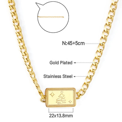 🎁 Wholesale Christmas Charm Necklace | Santa/Tree/Star/Snowflake Pendants | Gold or Rose Gold Plated Stainless Steel Chain | Holiday Gift Jewelry