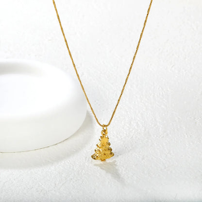 🎄✨ 18k gold plated 45+5cm Christmas tree pendant Stainless Steel Necklaces Wholesale (10+ Pieces) | Hypoallergenic & Tarnish-Free 🌍 | Trendy Pendants & Chains
