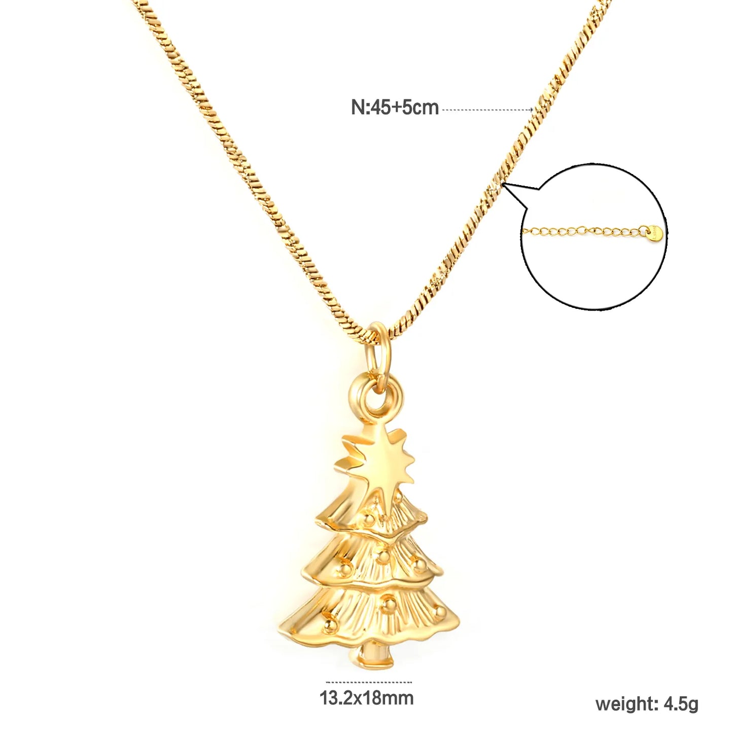 🎄✨ 18k gold plated 45+5cm Christmas tree pendant Stainless Steel Necklaces Wholesale (10+ Pieces) | Hypoallergenic & Tarnish-Free 🌍 | Trendy Pendants & Chains