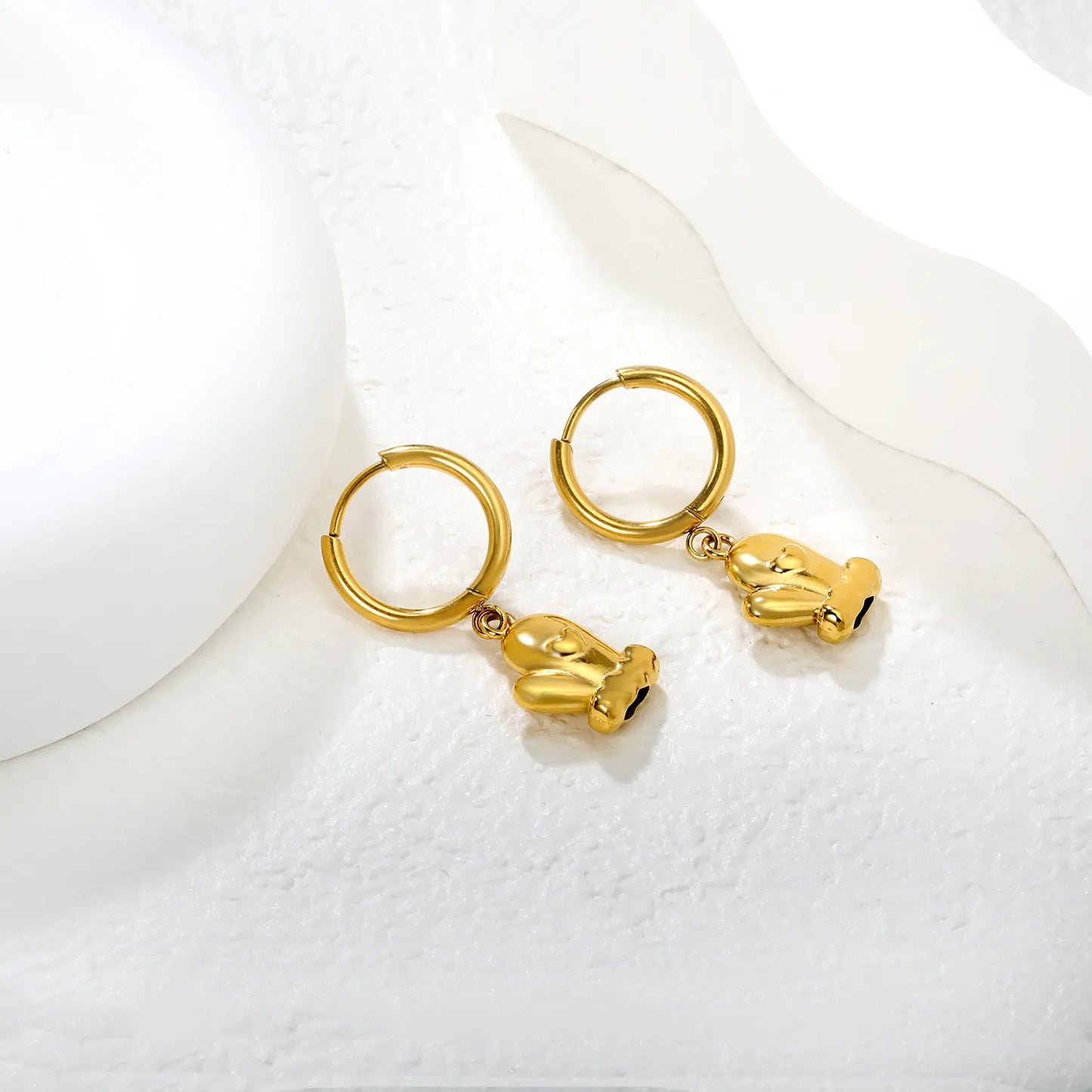 🎁 Wholesale Gold Christmas Glove Earrings | 11.3x14mm Holiday Design | Hypoallergenic Stainless Steel Studs | Seasonal Gift Jewelry