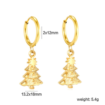 ✨🎄 Wholesale Gold Christmas Tree Earrings | 13.2x18mm Holiday Design | Hypoallergenic Stainless Steel Studs | Seasonal Gift Jewelry
