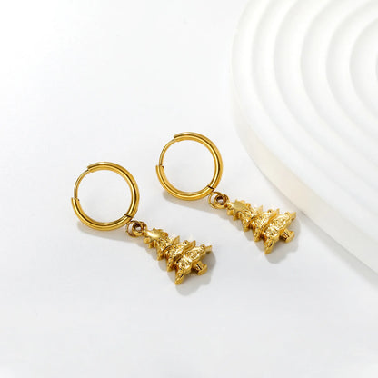 ✨🎄 Wholesale Gold Christmas Tree Earrings | 13.2x18mm Holiday Design | Hypoallergenic Stainless Steel Studs | Seasonal Gift Jewelry