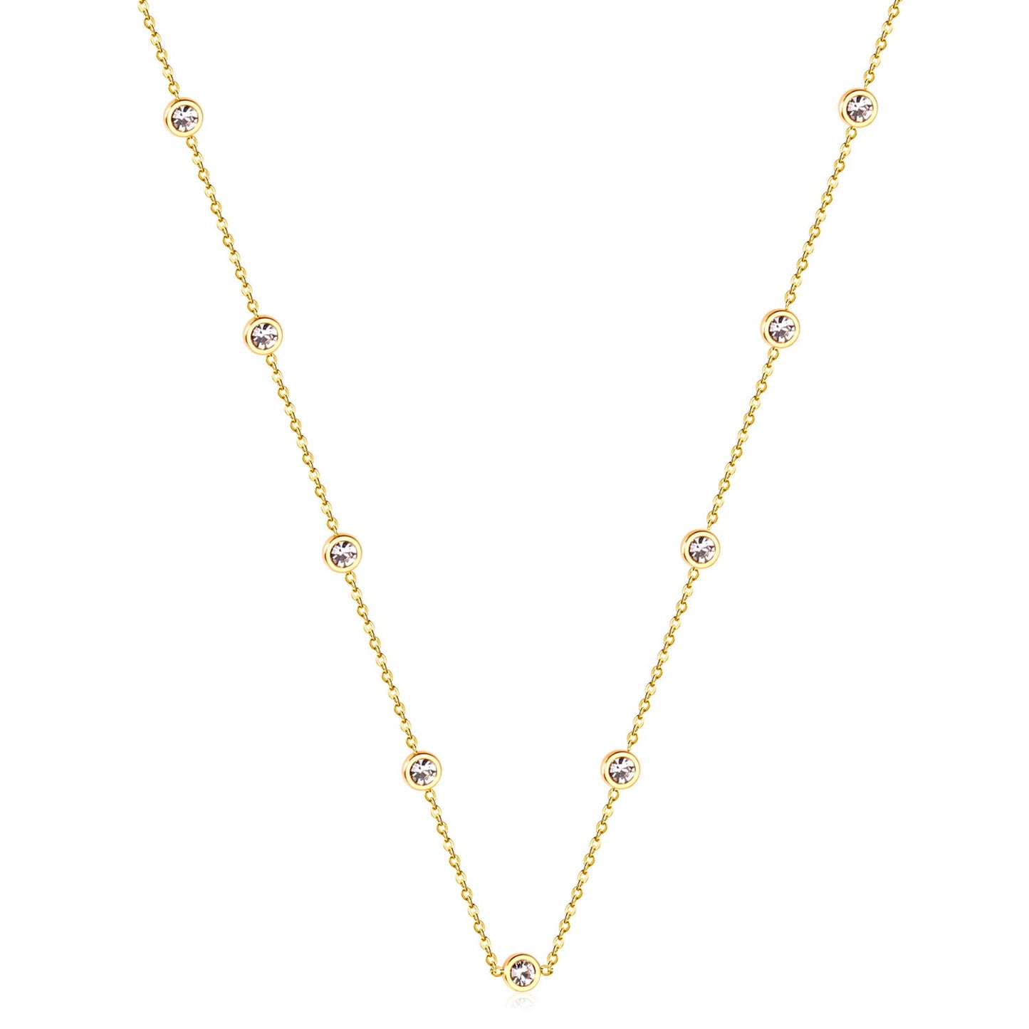 Round Pendant Necklace with Mixed Color Diamonds and White Diamonds 6mm 57+5cm