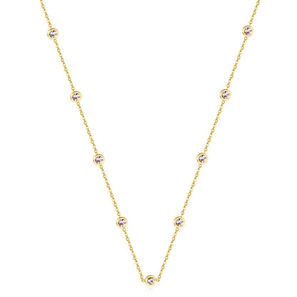 Round Pendant Necklace with Mixed Color Diamonds and White Diamonds 6mm 57+5cm