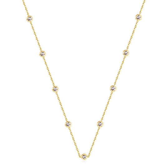Round Pendant Necklace with Mixed Color Diamonds and White Diamonds 6mm 57+5cm